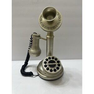 Telephone Vtg Candlestick Style Push Button Phone Line Compatible 11" Vtg Silver